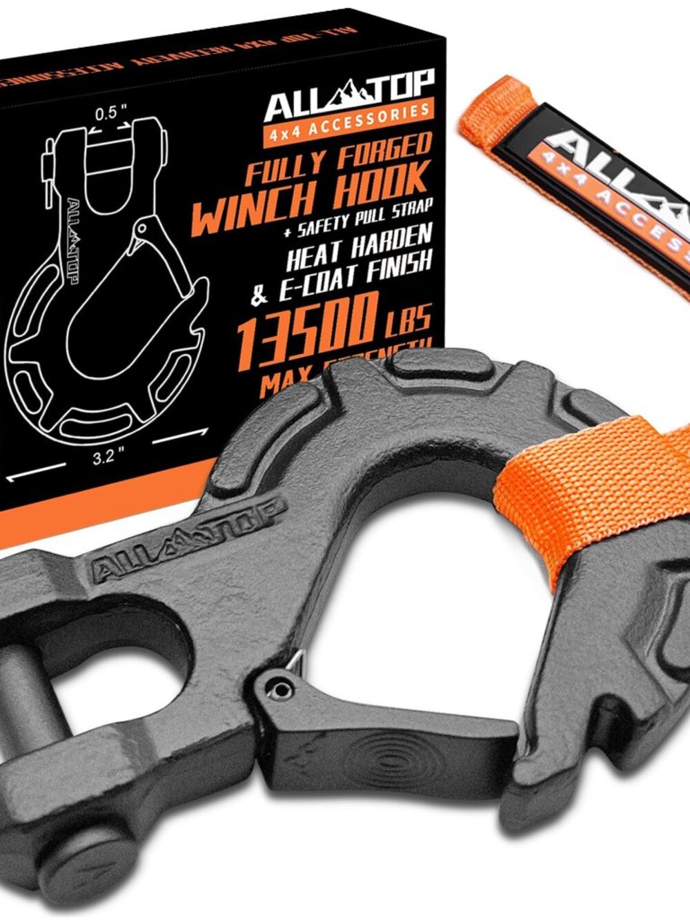 ALL-TOP Forged Steel Winch Hook, 5/16in 6Ton 13500Lbs, Extreme Hook for Winch